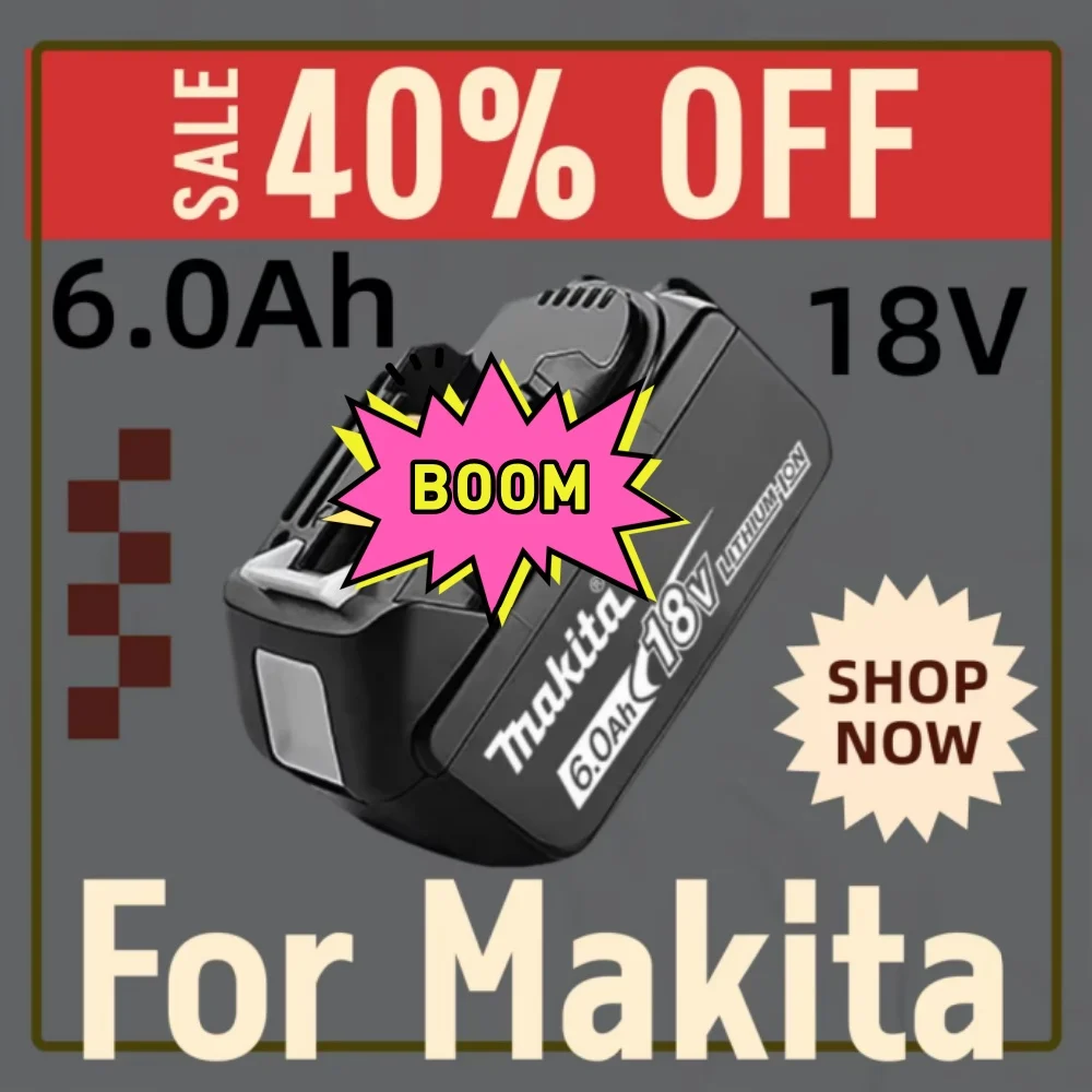 

Makita 18V 6.0Ah Lithium Battery High-Performance Replacement for BL1830B BL1850 BL1860 - Fast Shipping