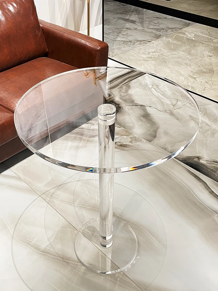 Acrylic transparent coffee table light luxury small apartment living room balcony sofa corner small round table