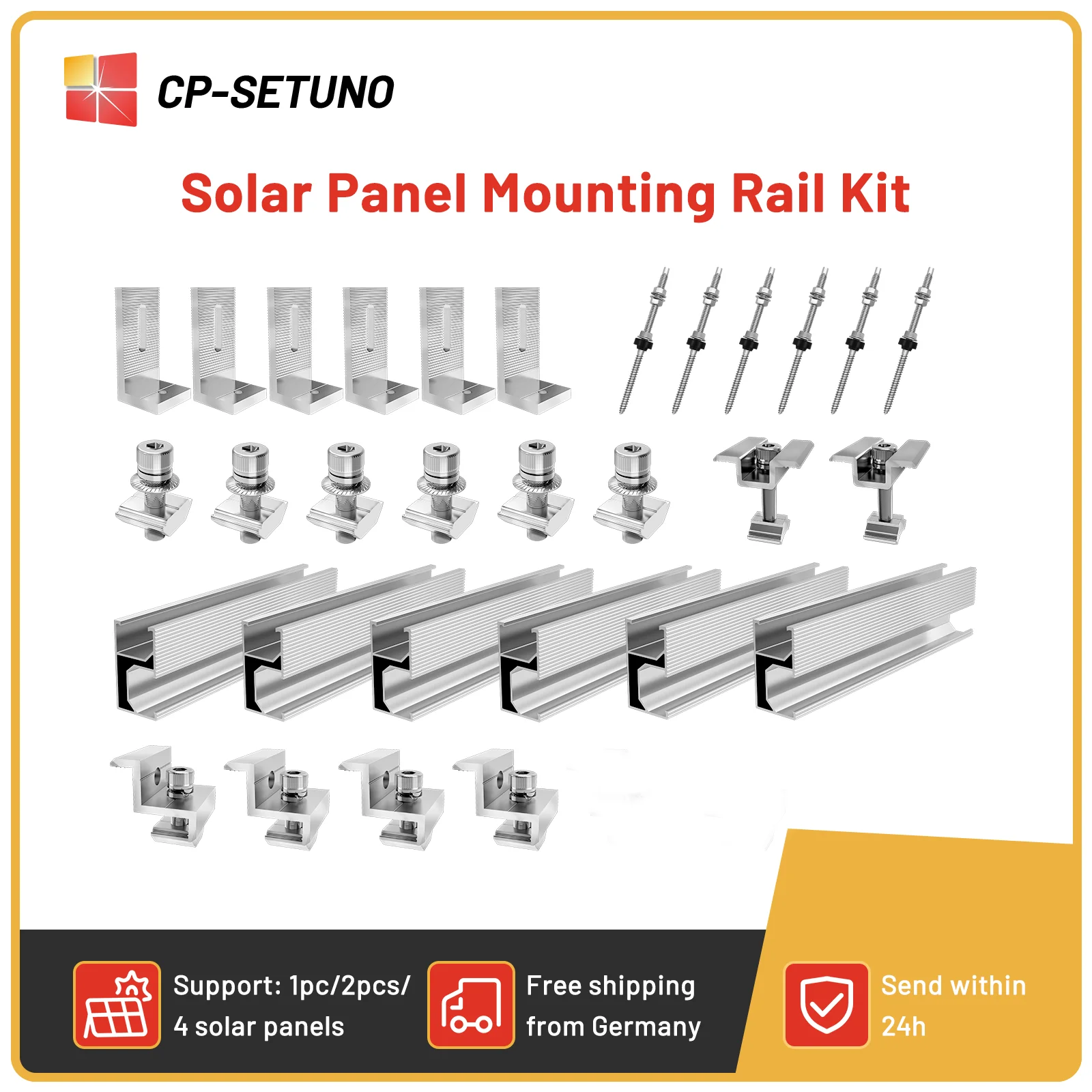 CP-SETUNO Solar Panel Holder, Stainless Steel Captive Screws With Rails, M10 X 200mm, Bolts for Photovoltaic Solar Mounting, Hei
