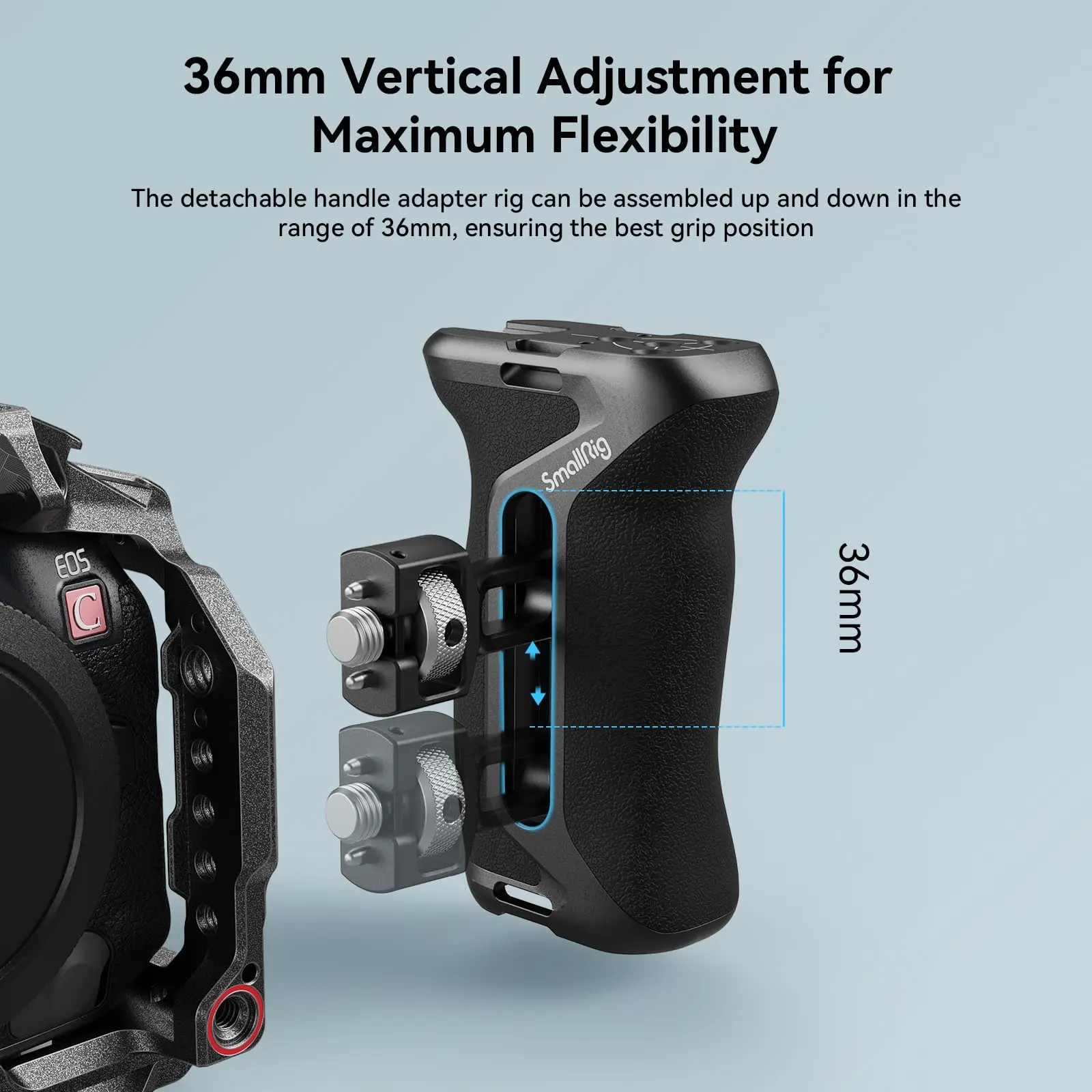 SmallRig Adjustable Side Handle with Two-in-One Locating Screw for Cages and Plate with ARRI 3/8\