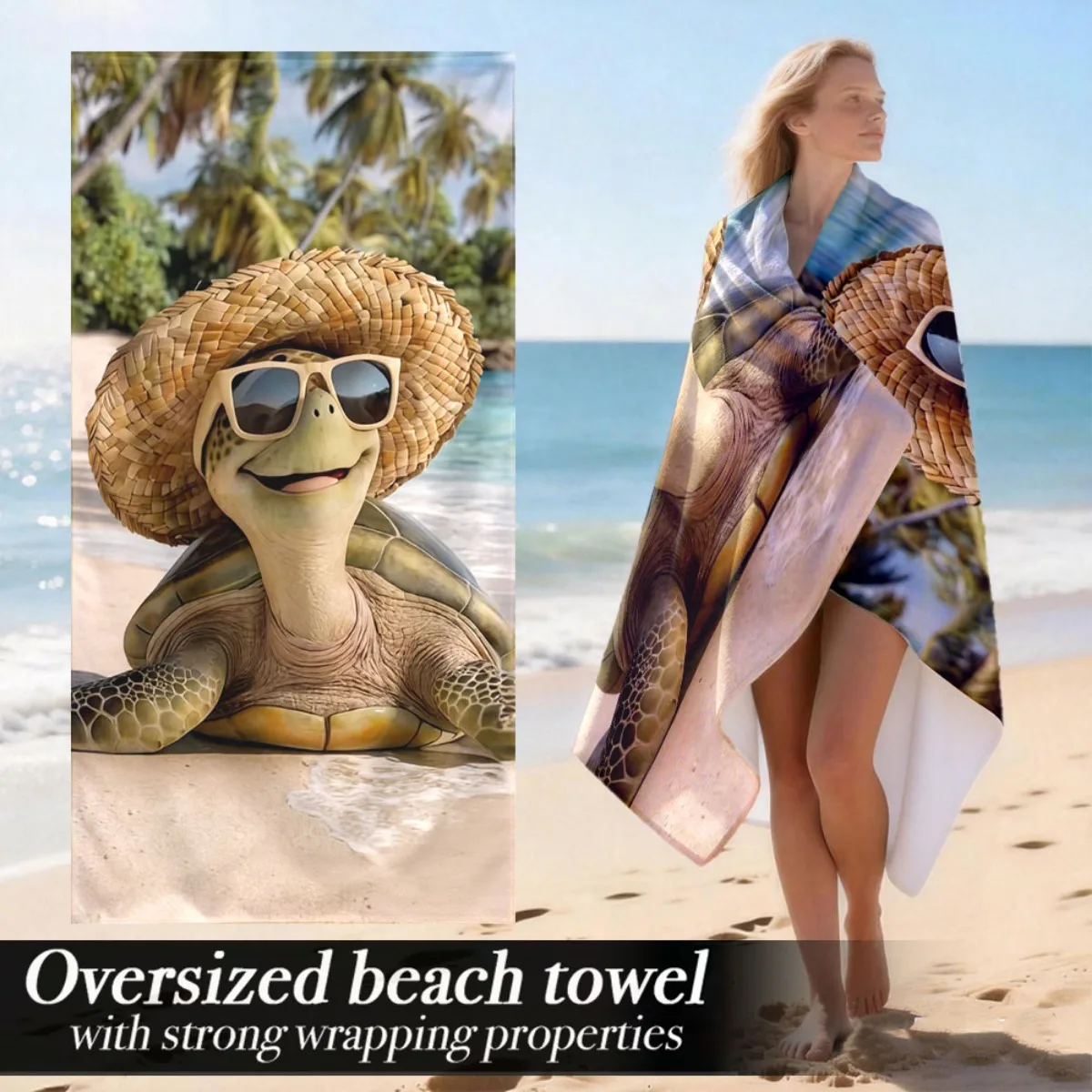 Cool Summer Turtle Beach Towel Patterned Sunscreen And Windproof Suitable For Swimming Pool Camping Travel Blanket