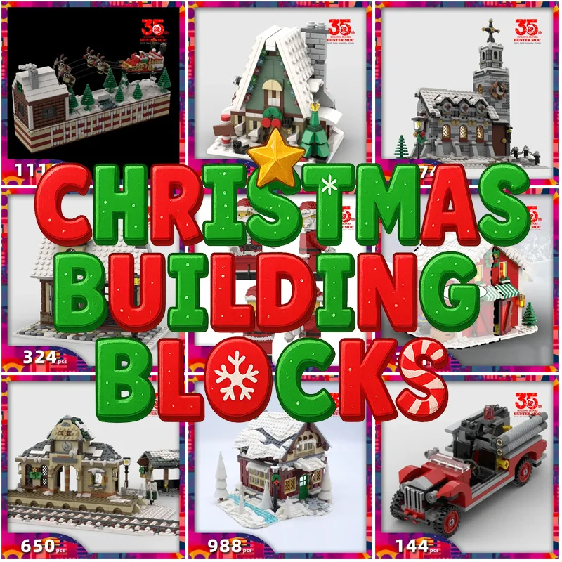 2025 Christmas Advent Calendar & Xmas Houses Blocks - Create a Fun Winter Village Vacation House for Kids