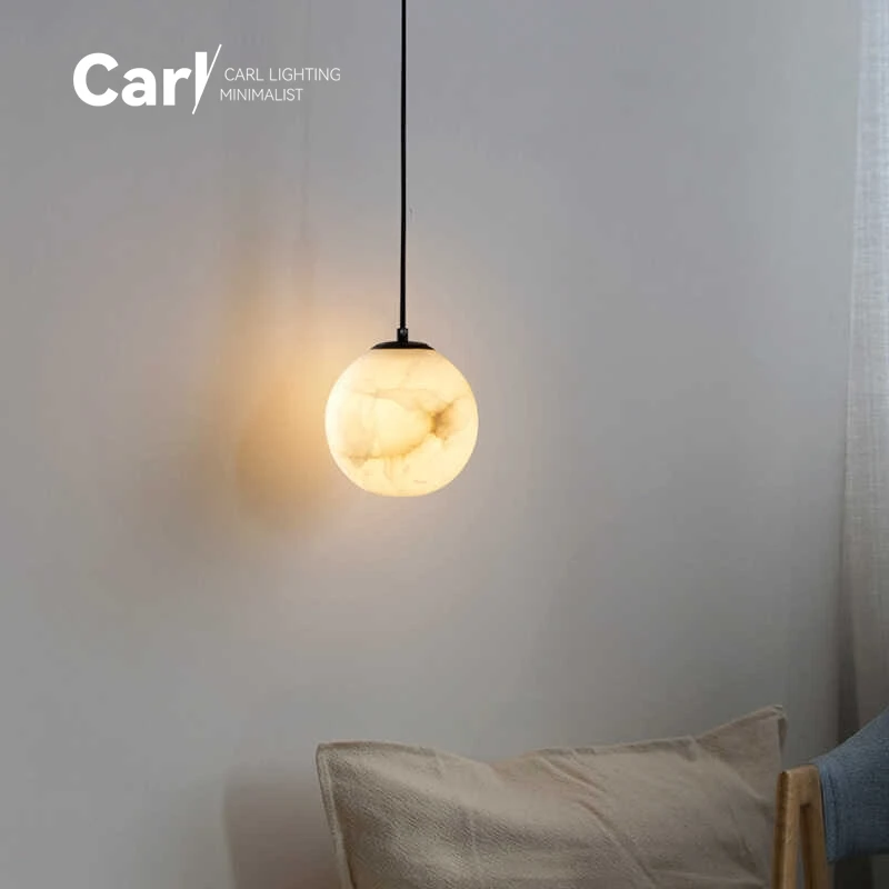 Modern Natural Marble Chandelier Bedroom Bedside Sphere Copper Chandelier Creative Bar Restaurant Study Small Chandelier