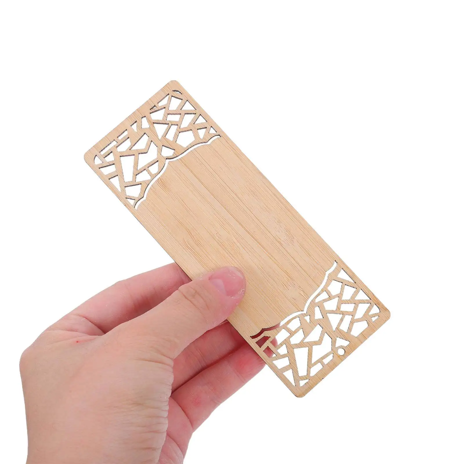 10Pcs Bamboo Bookmarks Blank Elegant Hollow Carved Book Page Markers for Reading DIY Craft Wedding Favors Decorative Bamboo