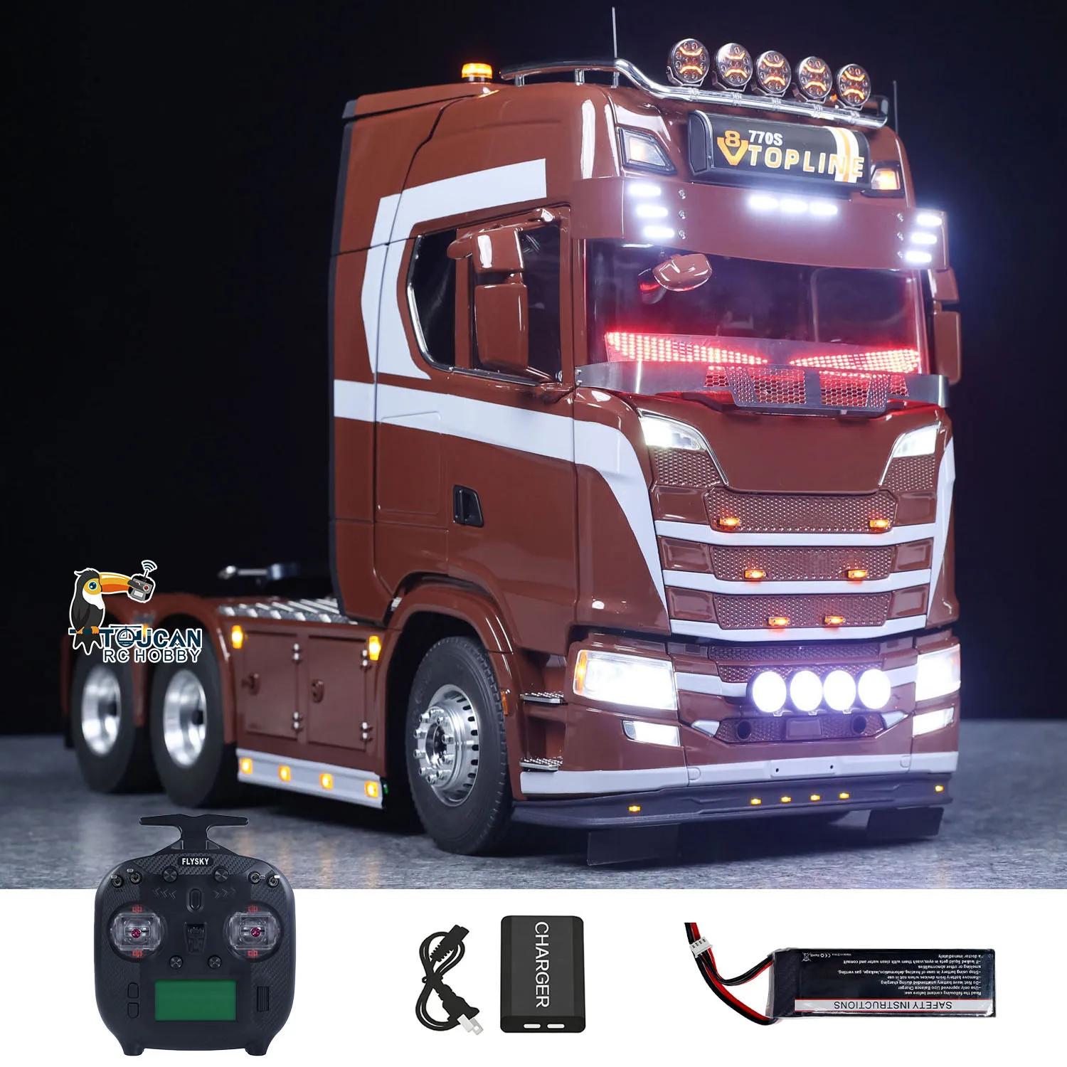 1:14 TOUCAN 770S RC Lorry Vehicle 6x2 Remote Control Tractor Truck 3-Speed Transmission Metal Chassis Differential Lock Axles