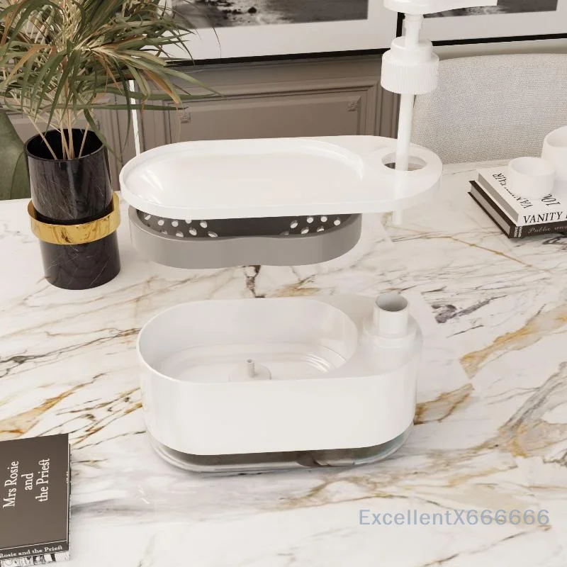 Prensa líquida para lavar louça, prensa manual, caixa de sabão, sabonete para as mãos e prato, dispensador de detergente para pia de cozinha