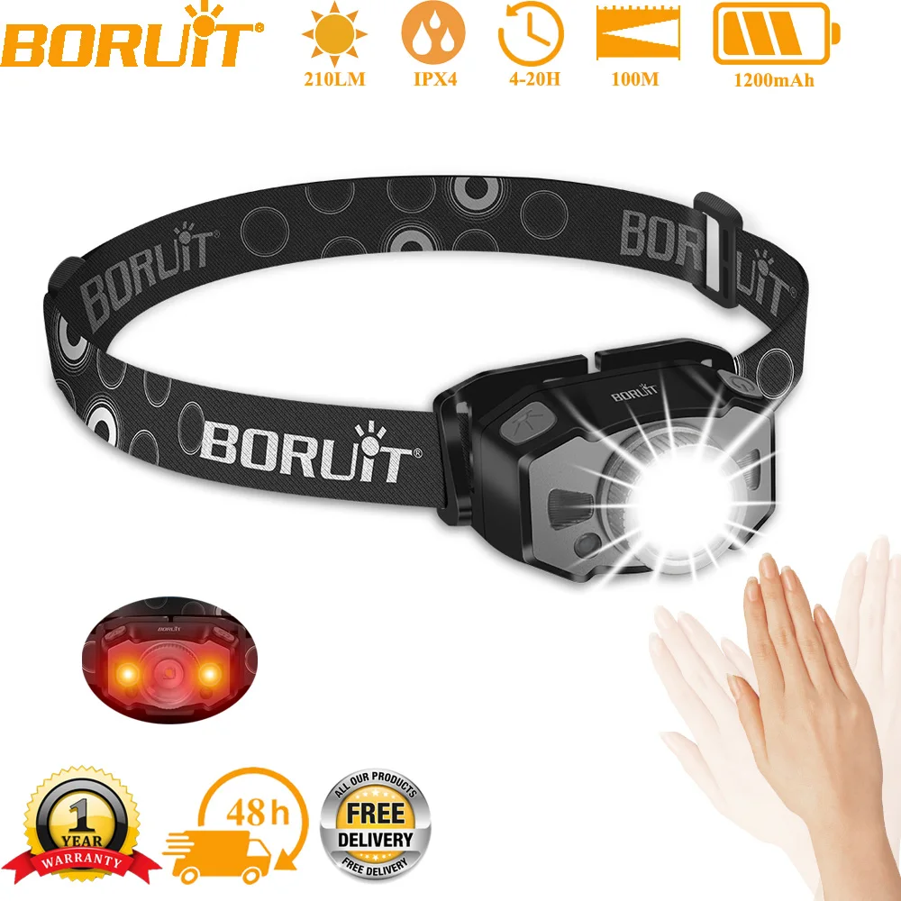 lanterna-de-cabeca-boruit-b33-com-sensor-de-movimento-ir-led-recarregavel-tipo-c-com-luz-vermelha-de-alerta-para-camping-pesca-e-emergencias