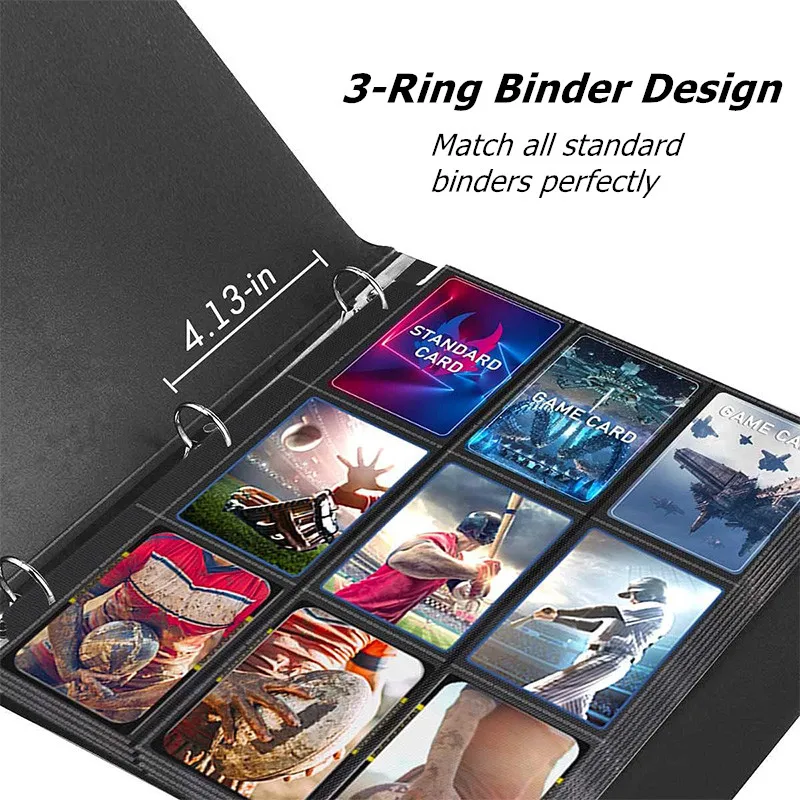 10 Sheets/Pack 18 Pockets Board Game Card Pages Baseball Card Trading Card Sleeves Binder Fit for 3 Ring Card Holder Protector