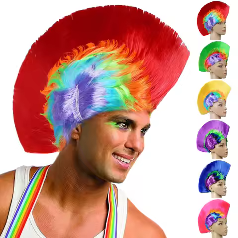 Heat Resistant Synthetic Wig Cockscomb Head Cosplay Funny Colorful Party Hat for April Fool's Day And Halloween