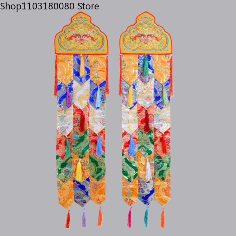 

1Pair 100cm Tibetan style Hanging banner Kylin Buddha banner Temple Hotel decor