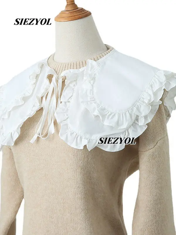 Japanese Style Student Versatile Lolita White Two-layer Doll Collar Sweet and Cute Girl Ruffle Edge Court Style Fake Collar