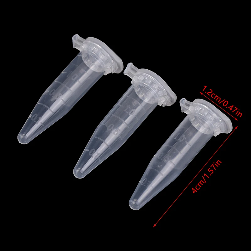 50 Pcs 1.5ML Laboratory Samples Disposable Transparent Micro Plastic Centrifuge Tubes With Snap Lid Container Lids 1.5ML