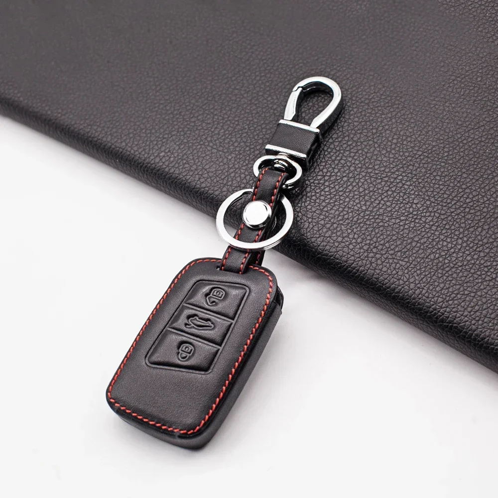 

Leather Key Fob Case Holder for Volkswagen Skoda Superb Magotan Passat B8 A7 Golf 3 Buttons Smart Remote Protector Skin Cover