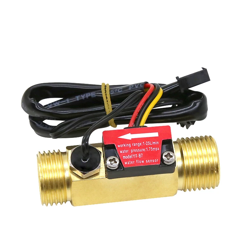 Water Flow Sensor With Temperature Detection + M8 Temperature Transducer DC3.5~24V 1/2