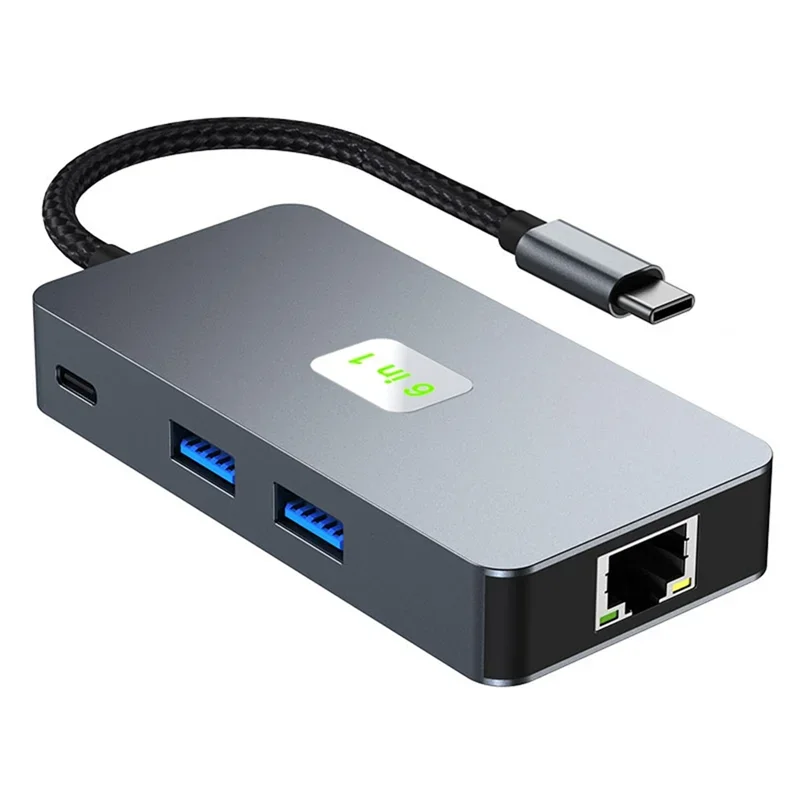 FC&EC 6 in 1 USB C Docking Station 100W Power 2 USB3.0 RJ45 Dual 4K HDMI-Compatible Monitor for MacBook Pro for Dell XPS