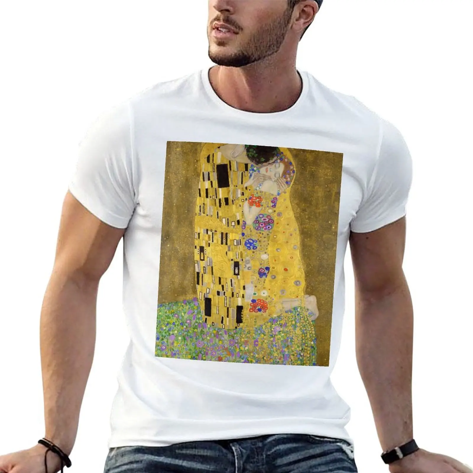 Gustav Klimt's The Kiss -Famous kiss painting-Vintage Museum Exhibition T-Shirt anime tshirt T-Shirt