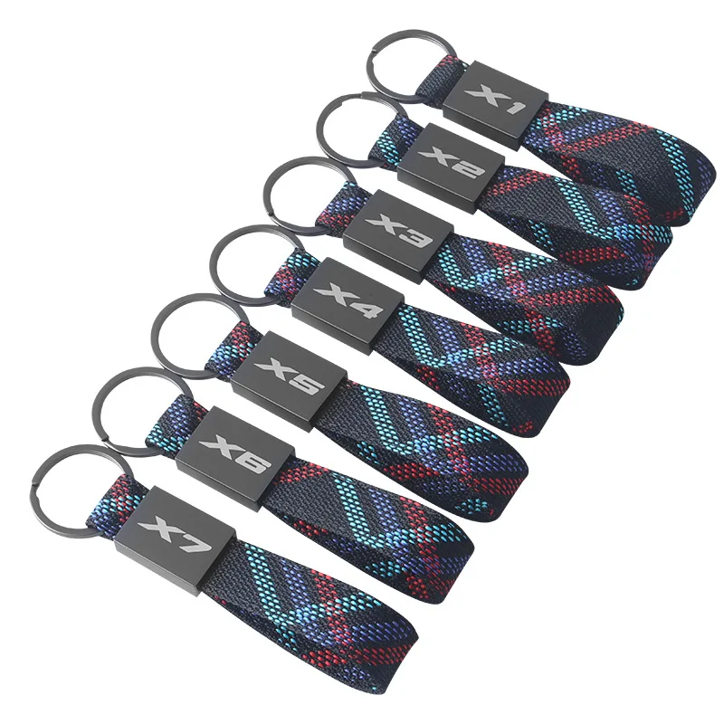 For BMW X1 X2 X3 X5 X4 X6 X7 G30 G20 G32 G11 G12 F40 F30 F20 F10 F34 F07 Oxford Woven Strap Car Logo Logo Metal Keychain