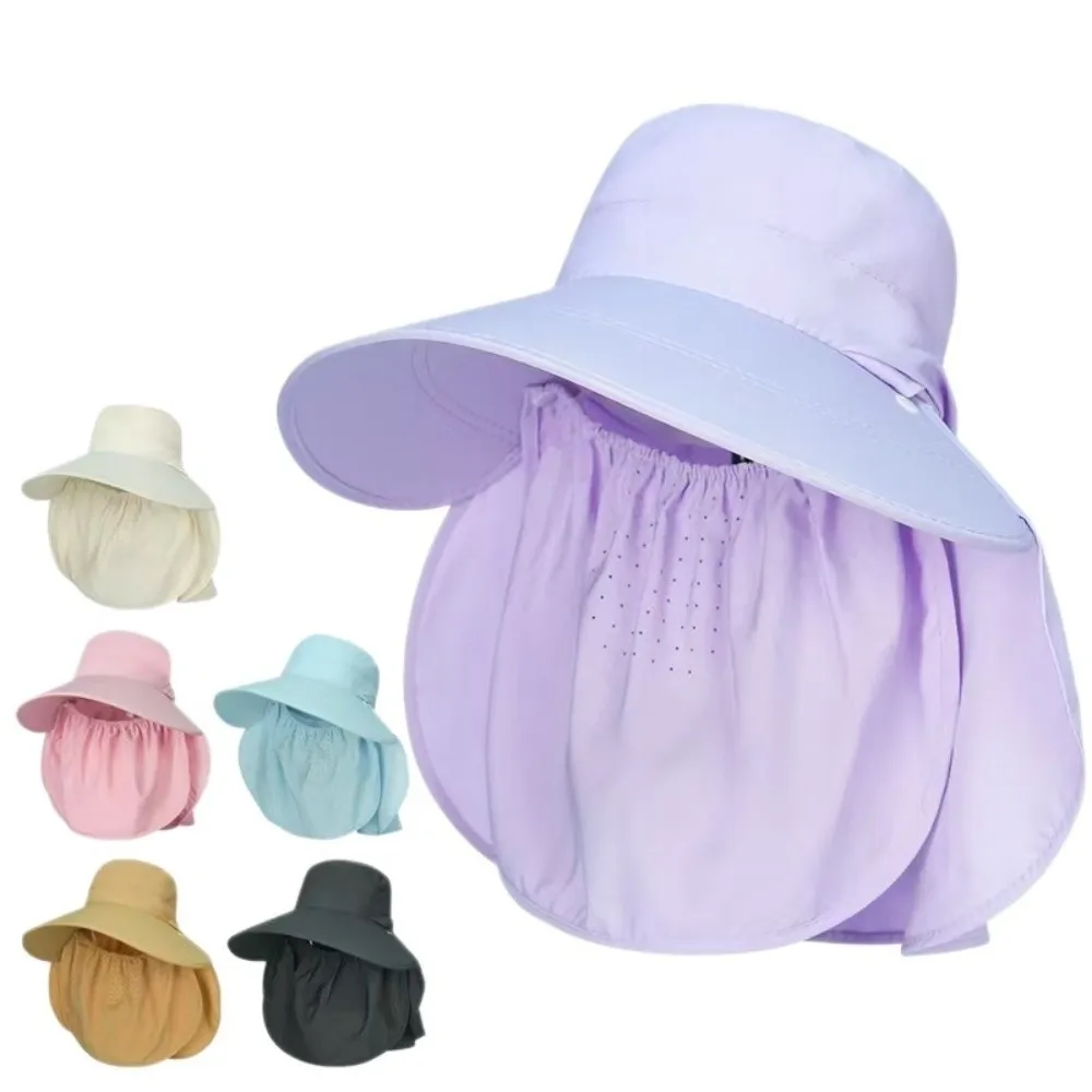 

Portable Face Cover Shawl Mask Hat Adjustable Wide Brim Sunshade Shawl Cap Thin Soft Neck Protection Cap Cycling