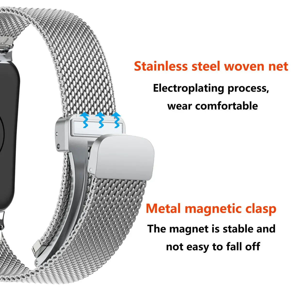 Baja tahan karat, untuk tali Samsung Galaxy Fit3, manik-manik bambu, tali lipat magnetik logam untuk tali pengganti cerdas Galaxy FIT3
