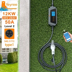 feyree Type1 50A 40A 32A 1Phase Portable EV Charger J1772 Socket Fast Charging Smart APP WIFI Control Version for Electric Car