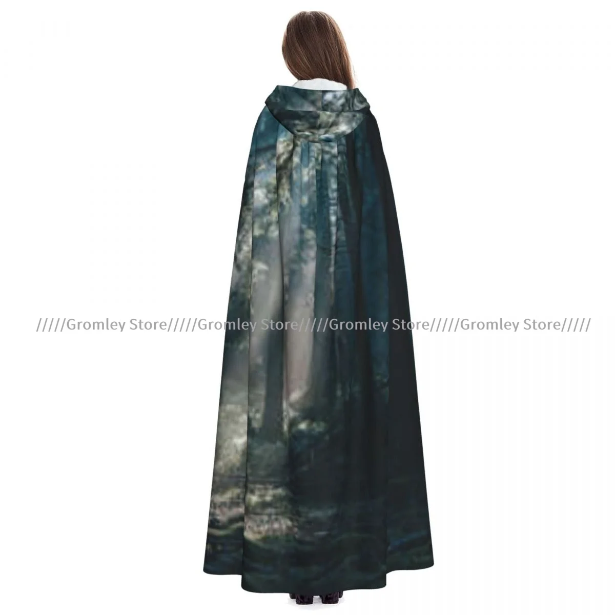 Morning Sunlight Shines Through Deep Pine Tree Forests Witch Cloak Halloween Cosplay Costume Adult Unisex Cloak Retro Ages Cape