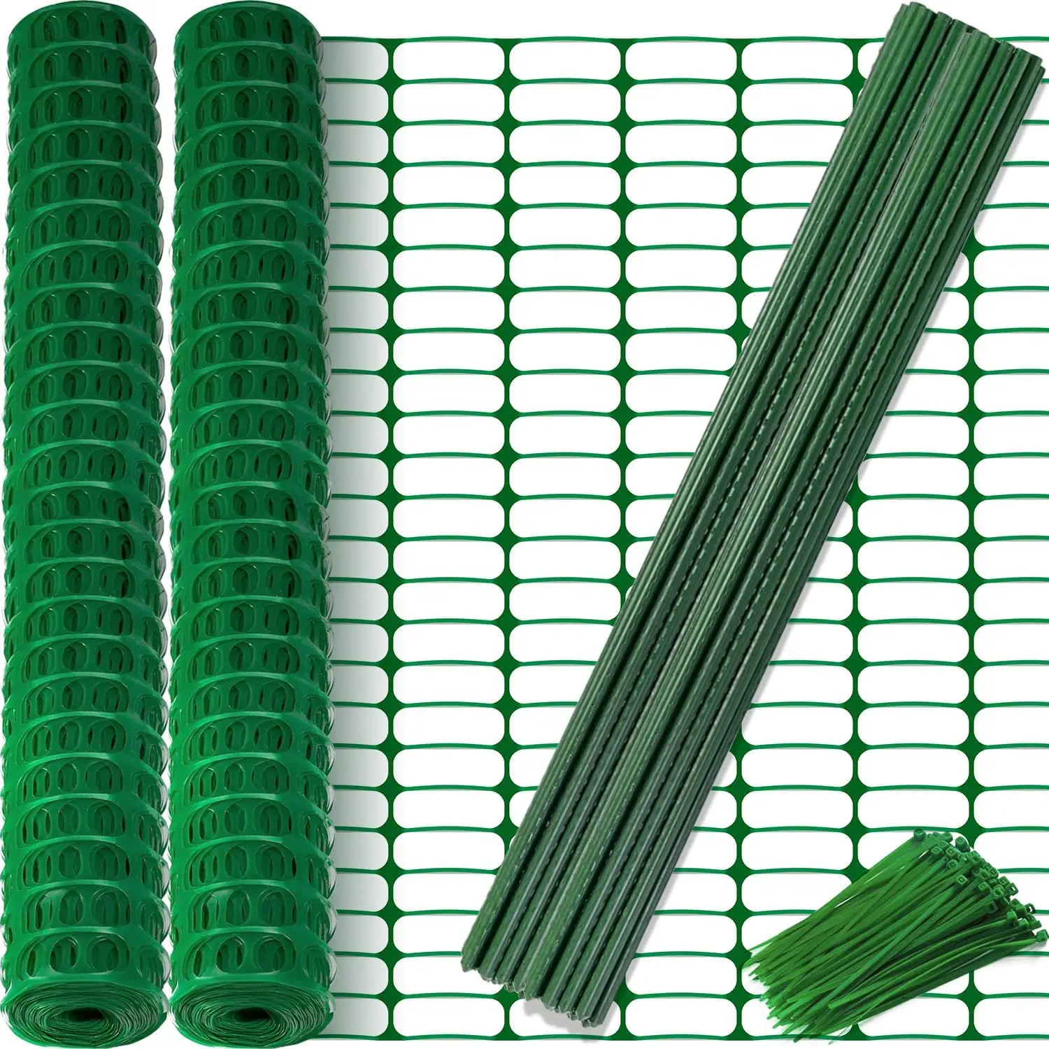 

2 рулона по 100 футов каждый, пластиковый садовый забор со стальными стойками и стяжками, настраиваемый размер для животных и растений