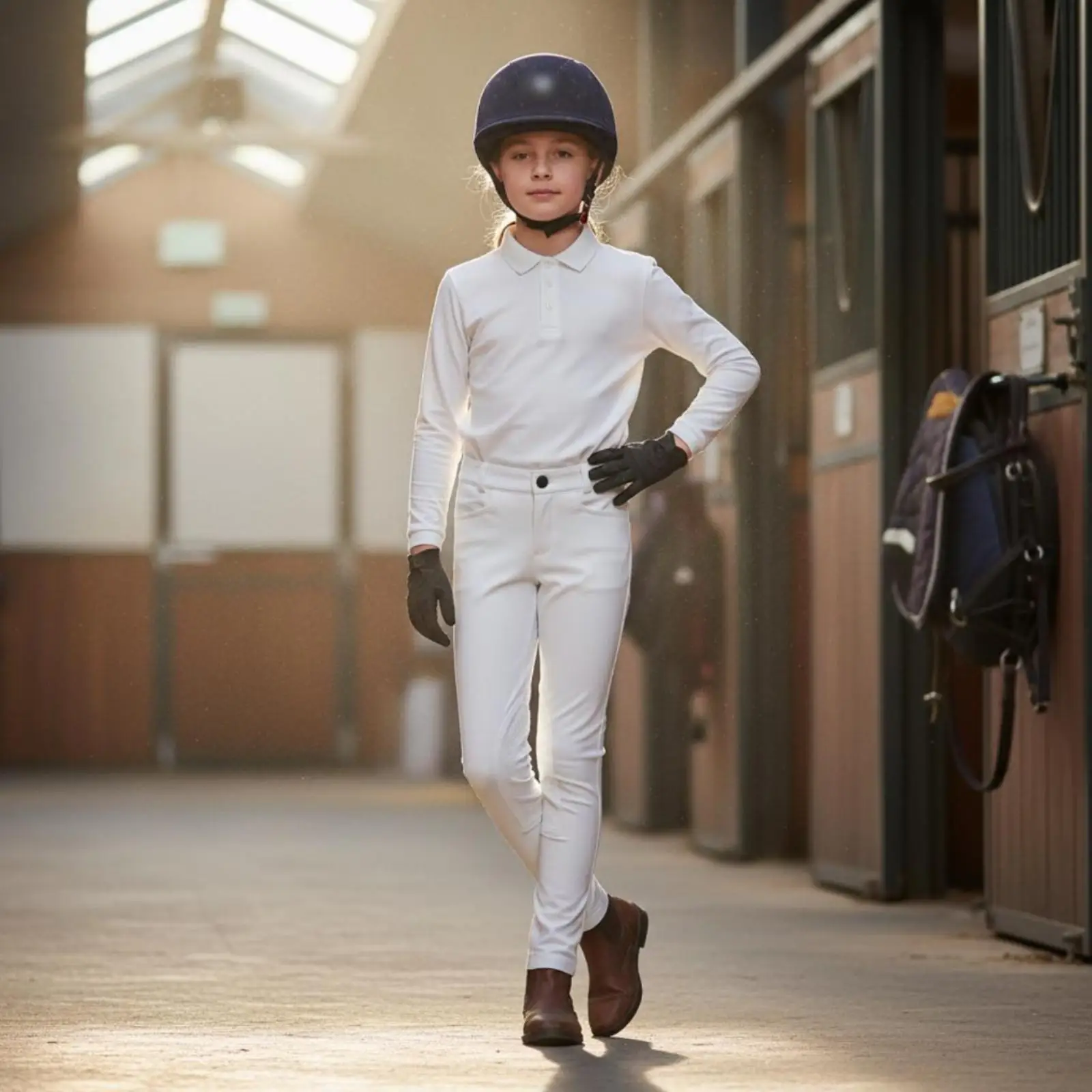 Youth Equestrian Pants for Kids Horse Riding Breeches Flexible Sportswear for Daily Practice and Stable Work