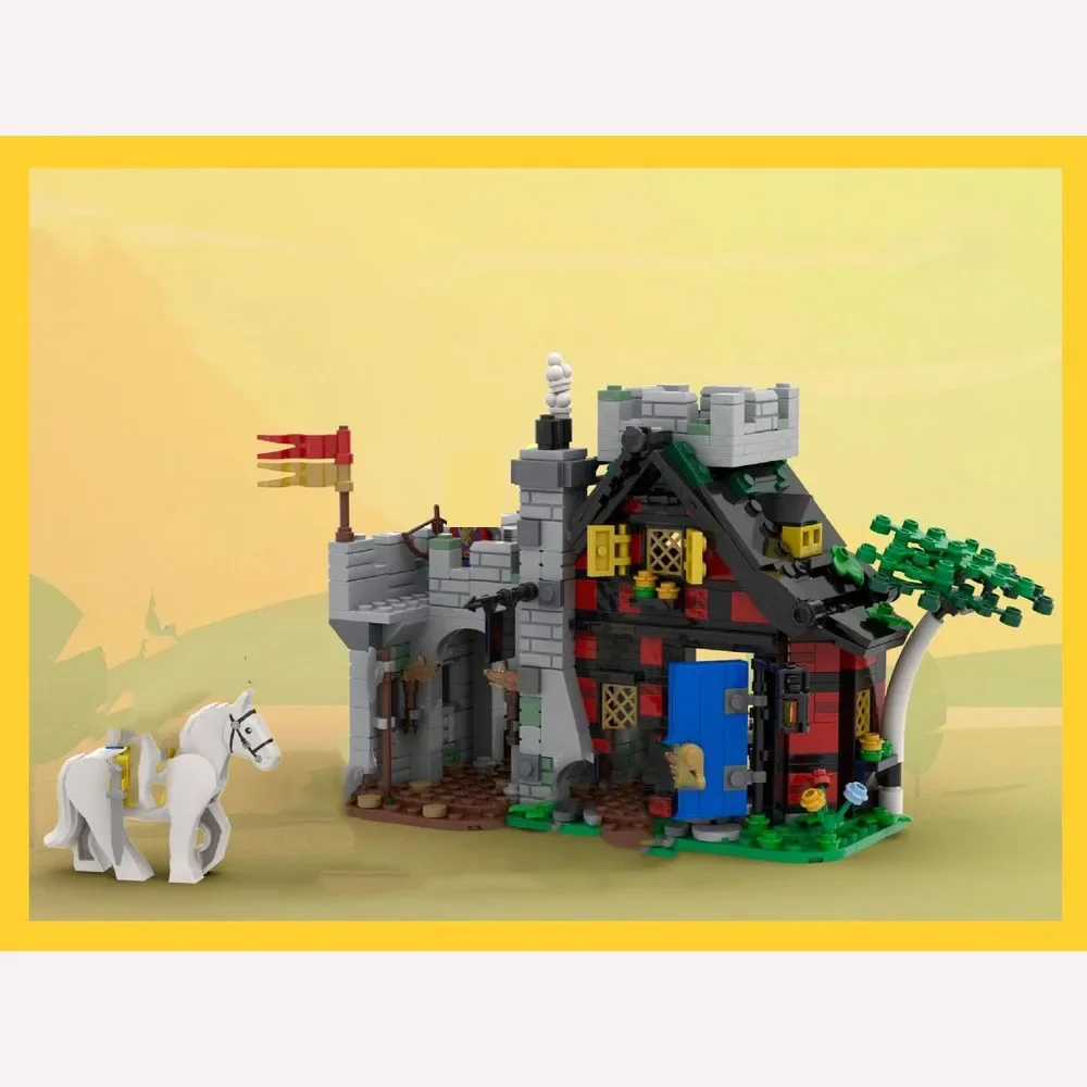 MOC building blocks medieval castle modular model building blocks stacked building blocks creative toy gift DIY educational toy