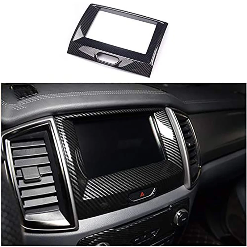 for Ford Ranger Everest Endeavor 2015+ Carbon Fiber Inner Center Navigation Cover Trim Frame Decorator Car