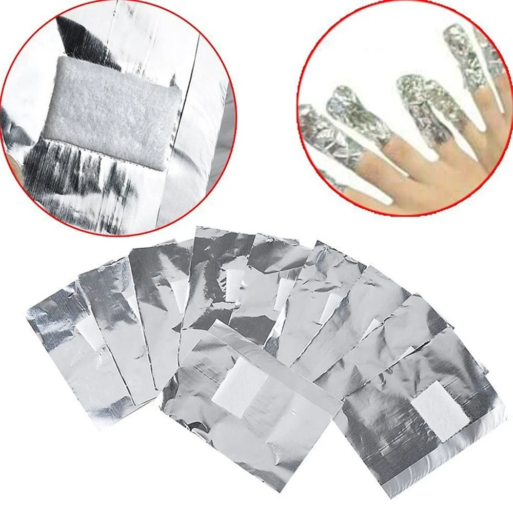 50/100Pcs Art Aluminium Foil Nail Polish Remover Soak Off Acrylic With Acetone Nail Towel Gel Polish Remover UV Gel