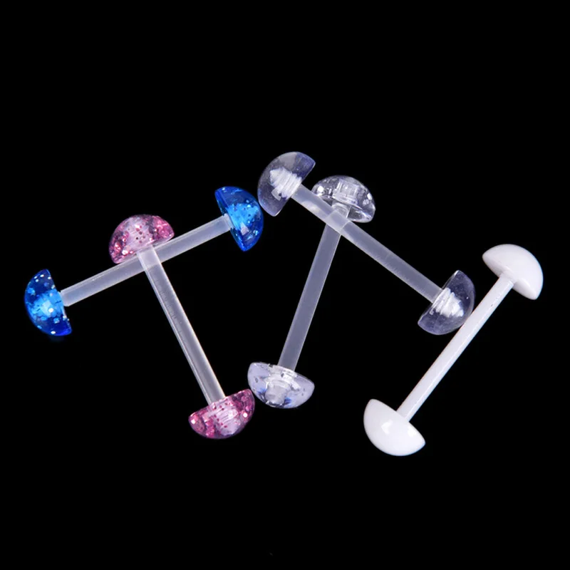 5Pcs/lot Nipple Piercing Tongue Soft Acrylic Half Clear Ball Tongue Piercing Tongue Rings Langue Tongpiercing Jewelry