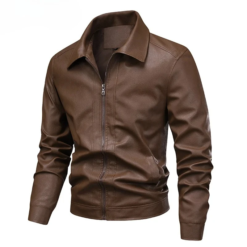 Motorcycle Streetwear Blazer Jackets Male Outerwear Men Slim Fit Lapel Leather Jacket Suit Short Coat Men Fashion Leather Jacket