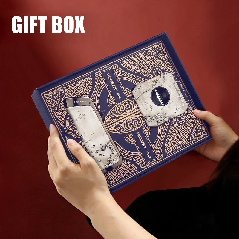 HONEST Lighters Gift Box Three Blue Flame Lighters Multifunctional Cigar Cutter Multiple Diameter Alloy Material Gifts