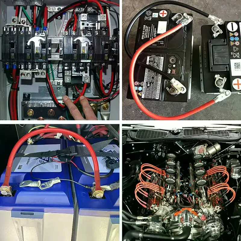 Battery Connection Cable With M8 M10 Terminal RV Pure Copper Core Inverter Battery Connection Wire 15/30CM