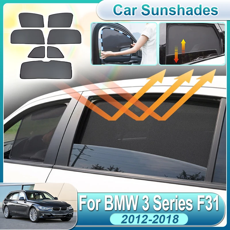 

For BMW 3 Series F31 Touring 2012-2018 Car Window Sunshade Front Rear Windshield Mesh Foldable Sun Visor Covers Auto Accessories