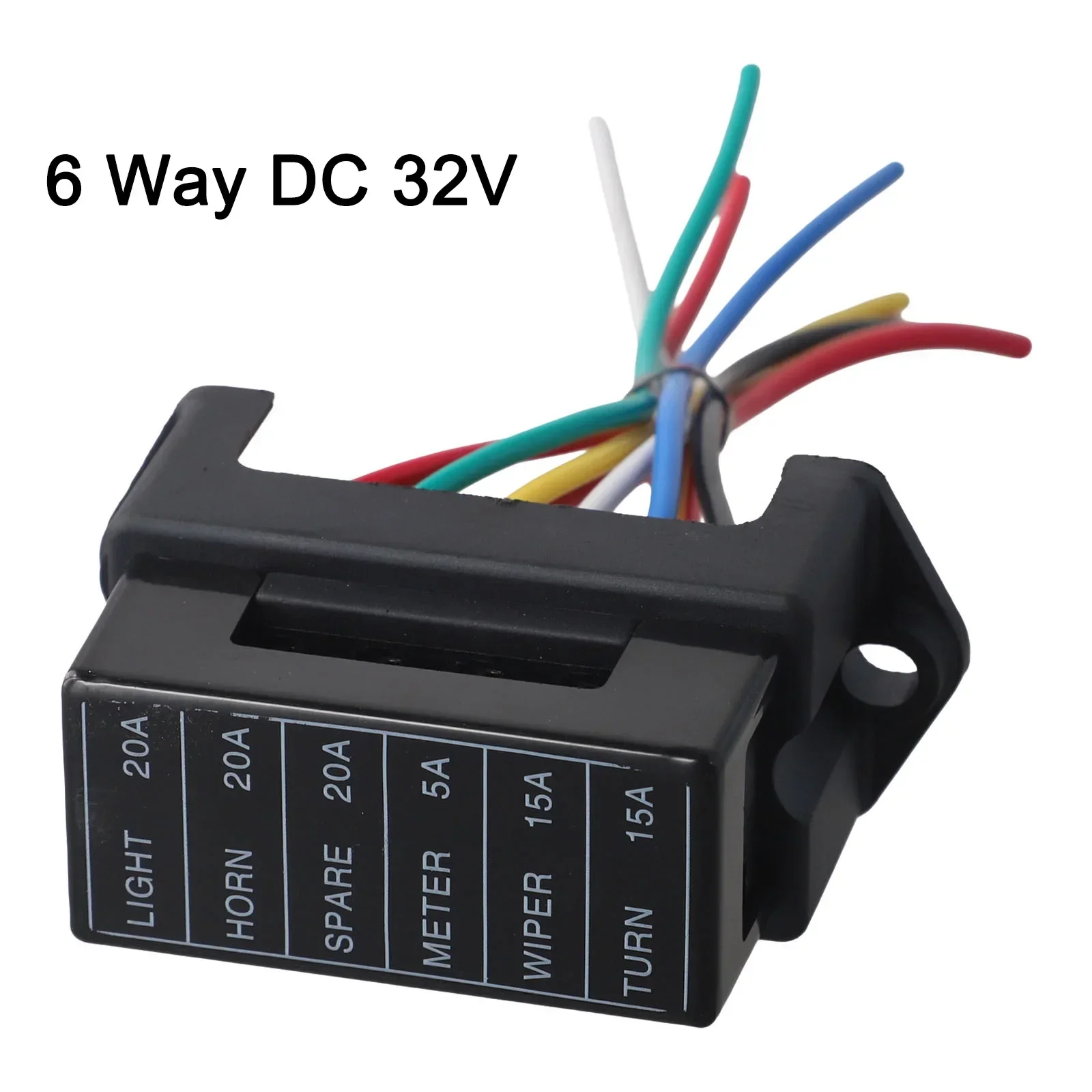 6 Way Car Motorcycle Circuit Blade Fuse Box Case Block Holder With 2 Input Wires 6 Output Wire Harness ATC ATO Automotive Access