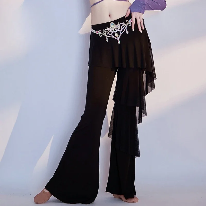 Belly Dance Practice Clothes Comfortable Slimming lace skirt Flared Pants Adult Female Dancing Training Professional Clothing