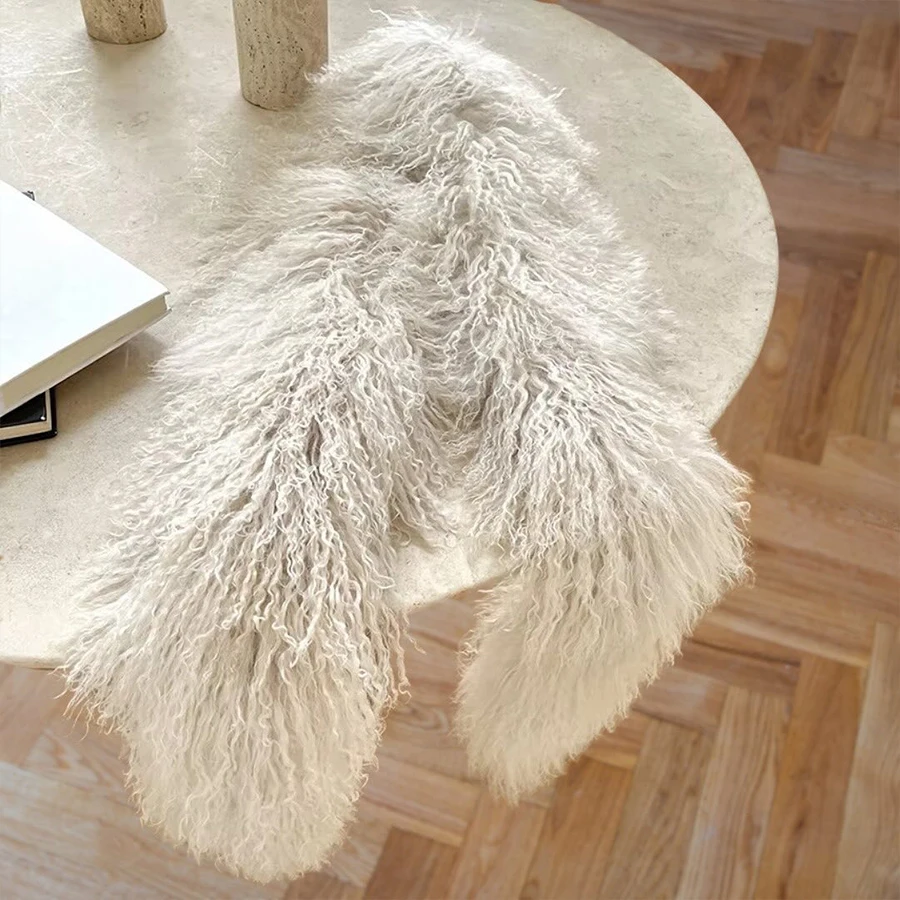 

Lamb Fur Scarf Natural Mongolian Sheep Fur Fluffy Shawl Long Real Fur Scarf Luxury High Quality Natural Fur Accessory