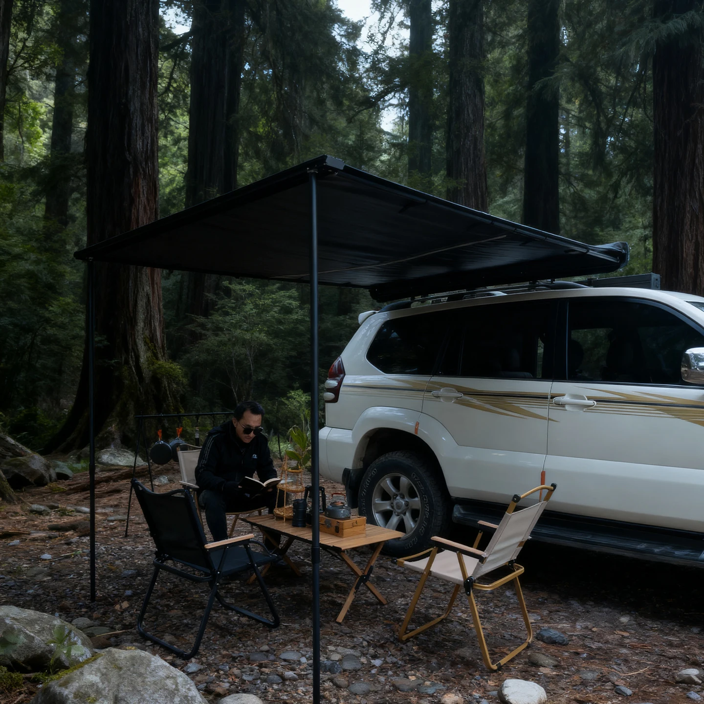 

Waterproof 4-5 Persons Straight Open Car Side Awning Tent Aluminum Alloy Cover 4X4 Offroad Outdoor Camping Tent for Four Season