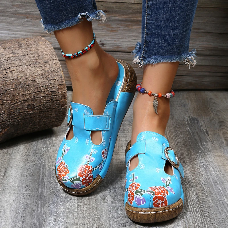 Women Slippers Summer Fashion Flat Bottom Sandals Women Candy Color Flower Ethnic Style Slippers Slides Women Zapatos De Mujer