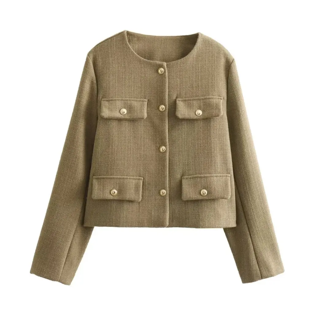 

Women's Short Suit Jacket Autumn Fashion European And American Style Long Sleeve Button Accessory