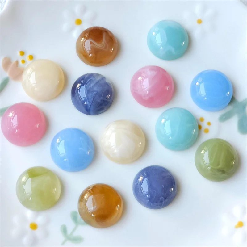 وصل جديد 100 قطعة/الوحدة 18 مللي متر اللون طباعة الهندسة جولات شكل الراتنج كابوشون الخرز لتقوم بها بنفسك مجوهرات الملابس إكسسوارات الشعر #1