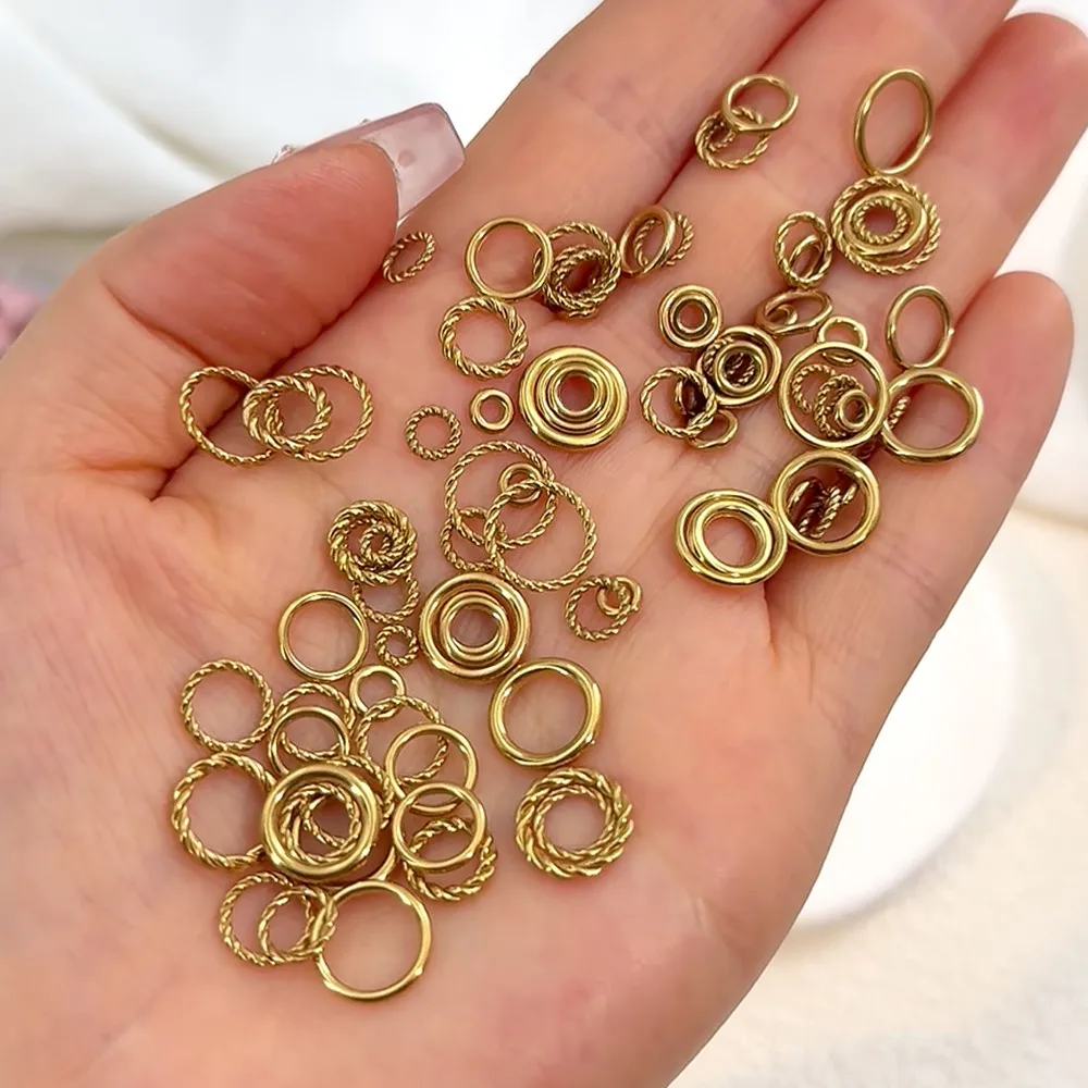 20pcs Stainless Steel Thick Twist Rope Circle Smooth Circle Close Jump Ring Connector DIY Beaded Bracelet Jewelry Accessories