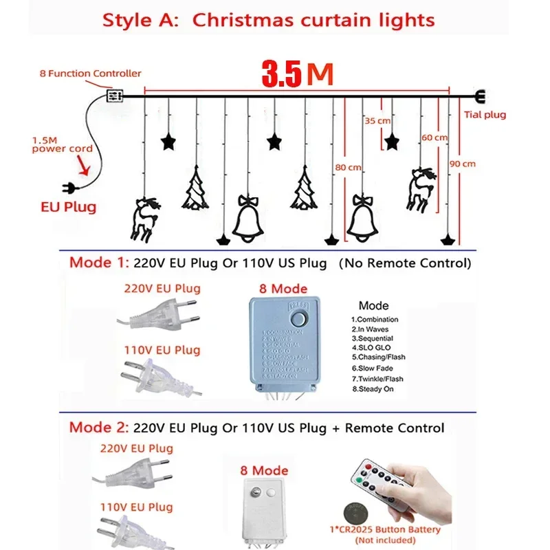 มาลัยหลอดไฟประดับแบบสาย LED รูปดาว3.5ม. โคมไฟแบบสายประดับดาวตกแต่งผ้าม่านกลางแจ้งสำหรับของตกแต่งงานแต่งงานปาร์ตี้วันหยุด