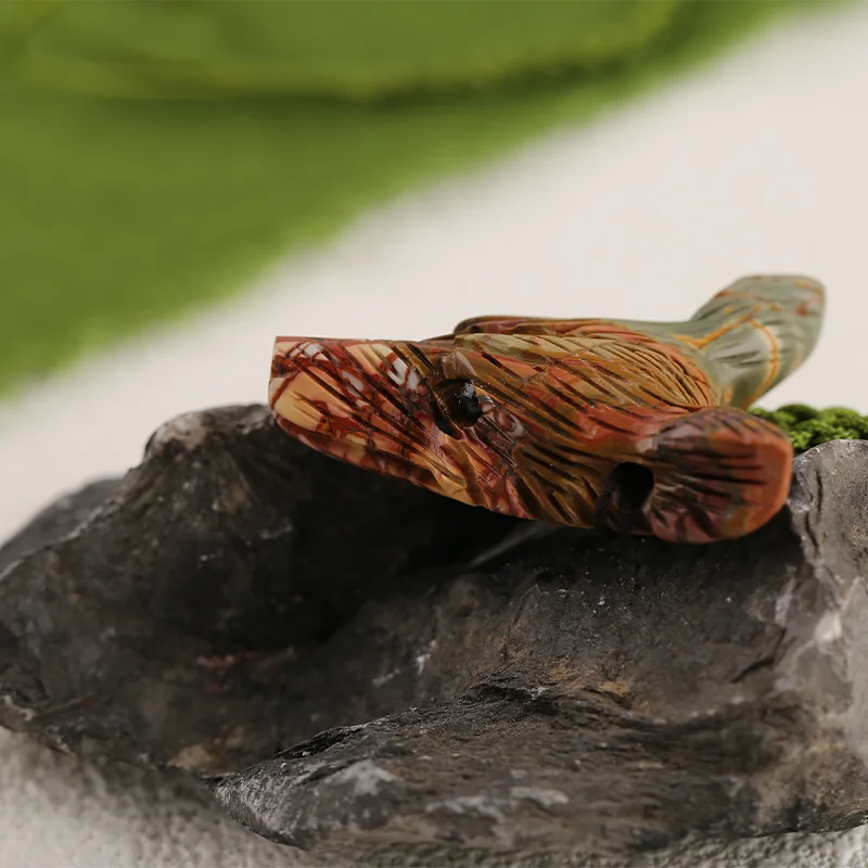 Natural Fashion Carved Howlite and Multi-Color Picasso jasper intarsia wolf head Pendant Bead 49x36x14mm 22g