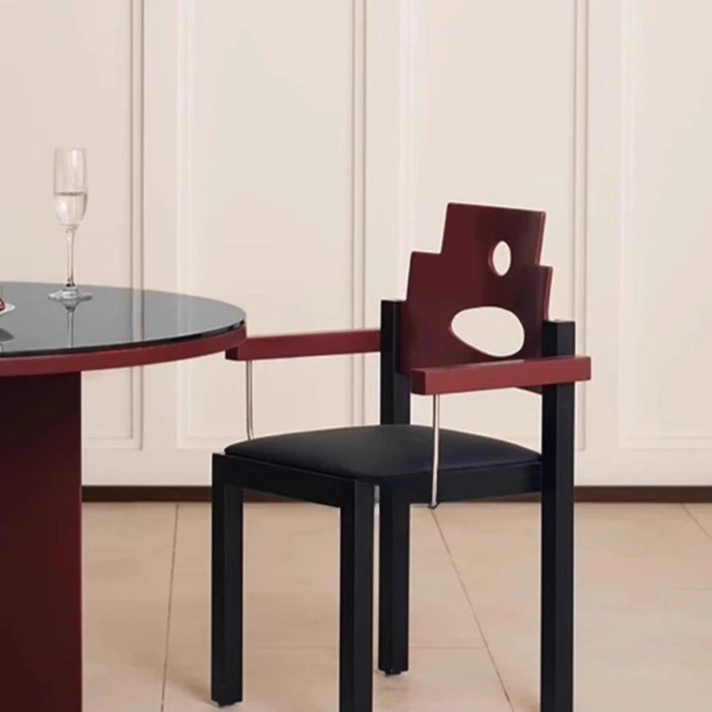 French retro dining chair, household medieval solid wood back chair, small apartment Nordic study chair