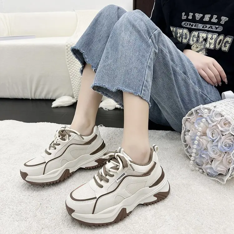 2024 new fashion spring platform thick-soled casual shoes for women color-blocked soft-soled sneakers  shoes for women