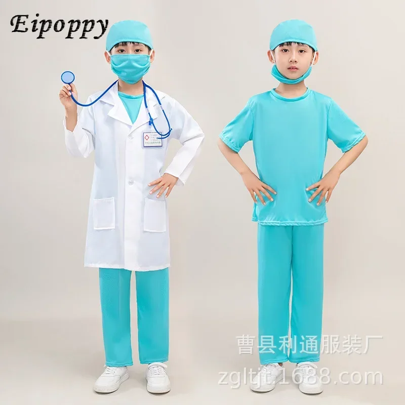 Children's Anti-Epidemic Clothing Doctor Surgical Gown White Coat Professional Play Children's Performance Wear