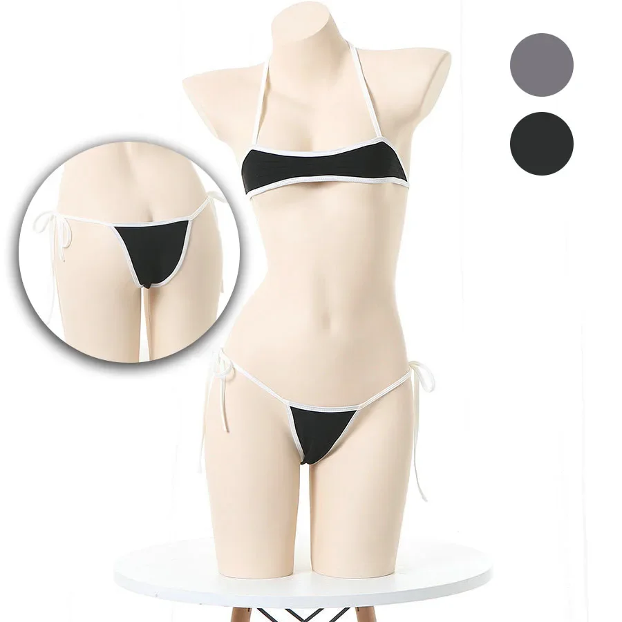 Women Sexy Three-point One-piece Bikini Sex Set Erotic Lingerie Lace-up Underwear Sexy Nightwear Bra and Panty Set Backless