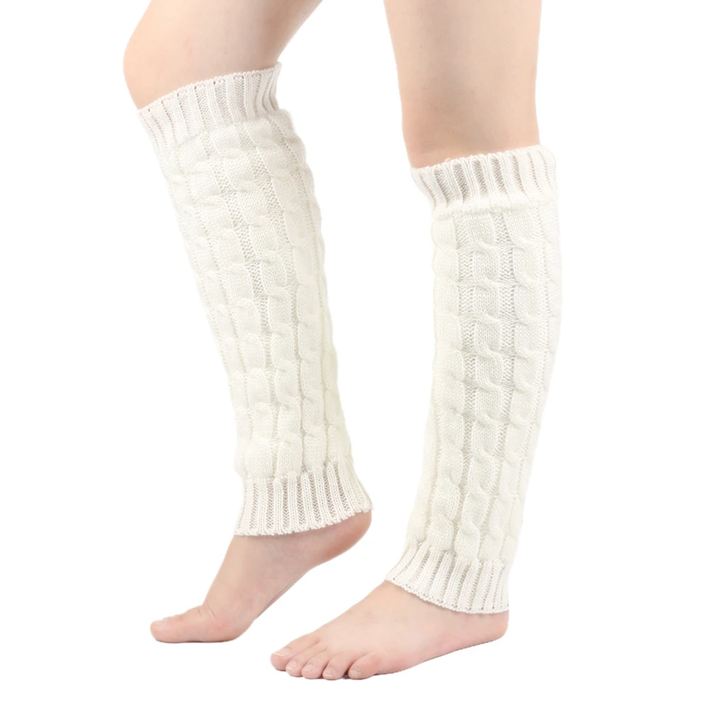 Women Warm Plush Mid-tube Socks Cuffs Boot Covers Japanese Knitted Leg Warmers Autumn Winter Thick Solid Color Crochet Leggings